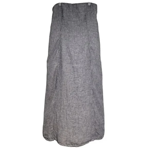 Quince 100% European Linen Strapless Maxi Dress L Blue Stripe Coastal Hamptons - Picture 4 of 10